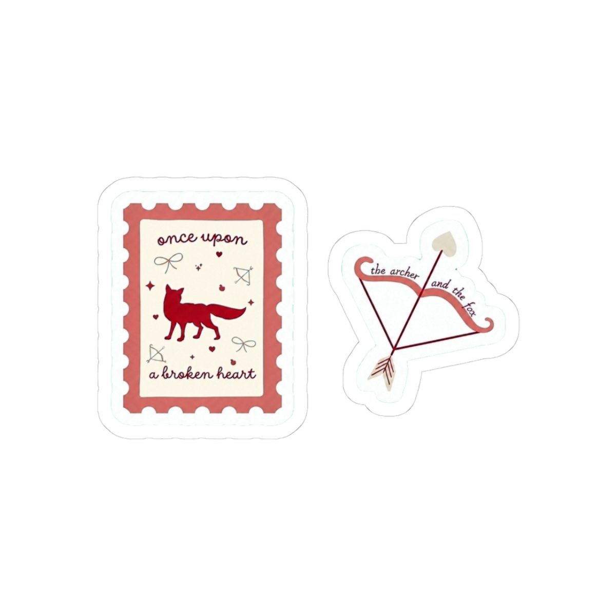 once upon a broken heart stamp and the archer and the fox bow pink sticker pack | Stephanie Garber