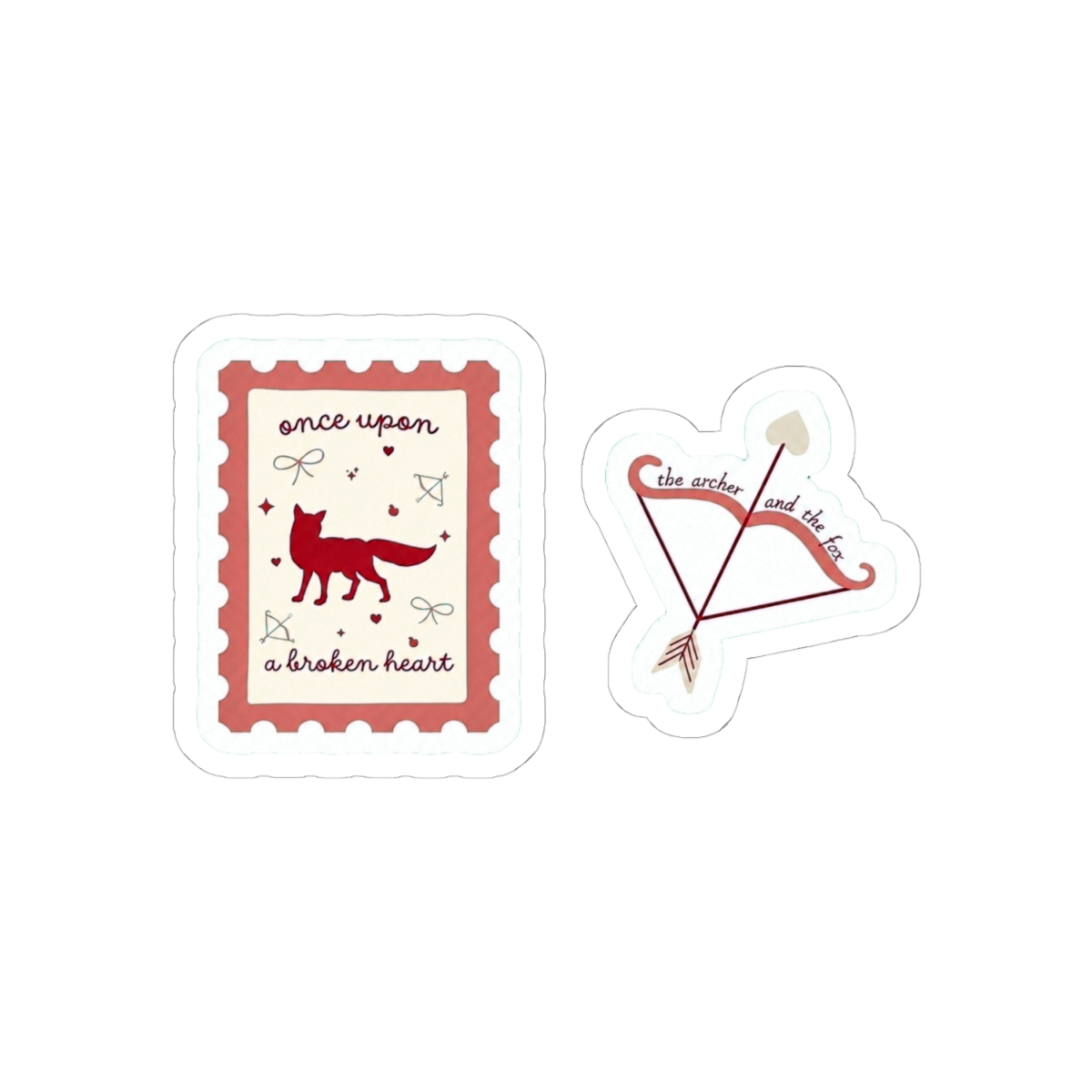 once upon a broken heart stamp and the archer and the fox bow pink sticker pack | Stephanie Garber - alternate angle 1, merchandise