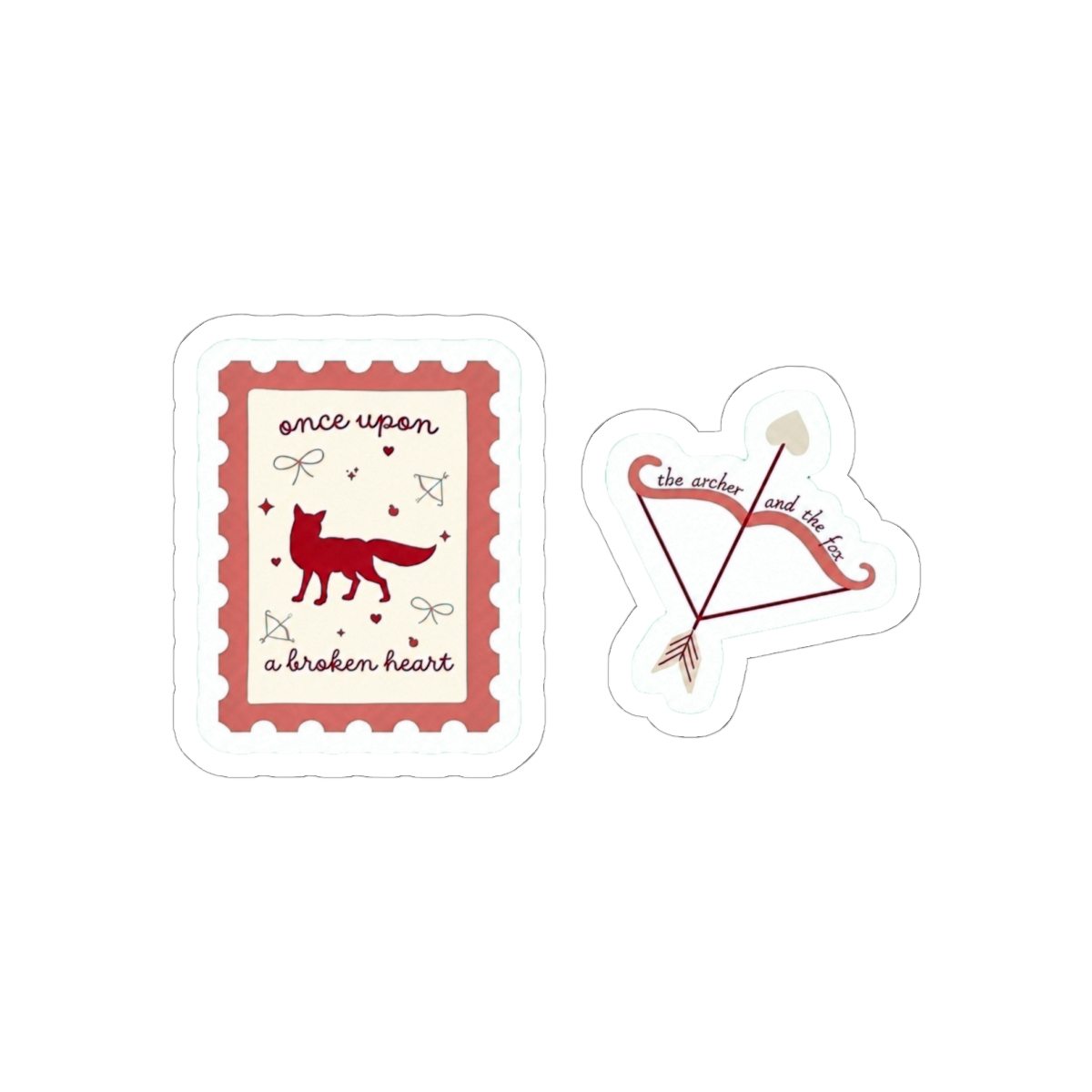 once upon a broken heart stamp and the archer and the fox bow pink sticker pack | Stephanie Garber